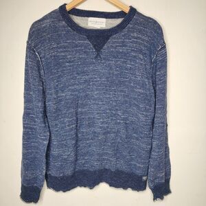 Denim Supply Ralph Lauren Sweater Marled Knit Roll Hem Mens Medium Navy Blue